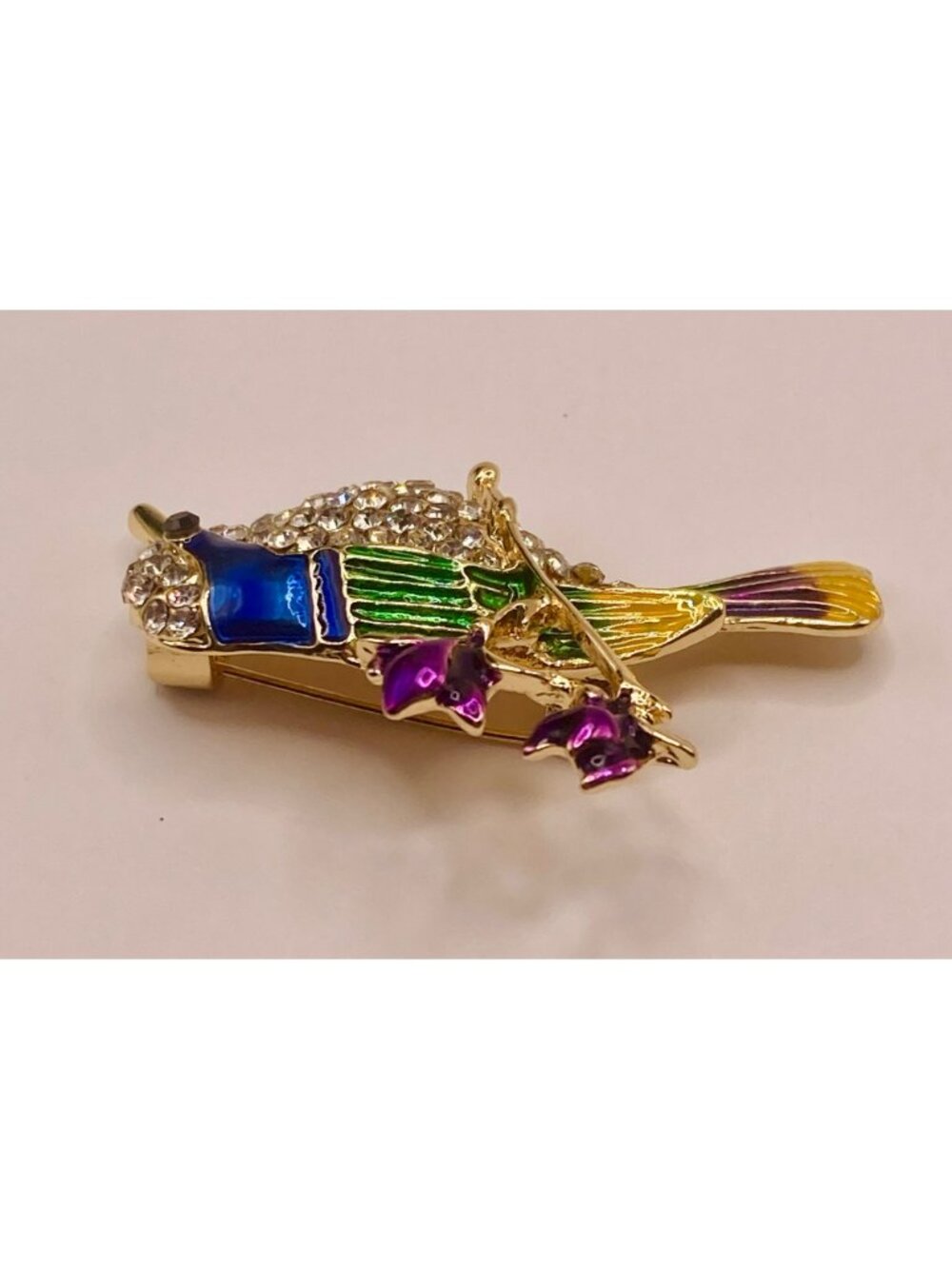 Colorful Rhinestone Hummingbird Brooch Pin -101B - Picture 2 of 5